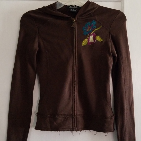 ALLEN BY A-B-S  Allen Schwartz 100% Silk hooded jacket. EUC XS - Picture 1 of 8